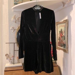 Express Black Velvet Romper